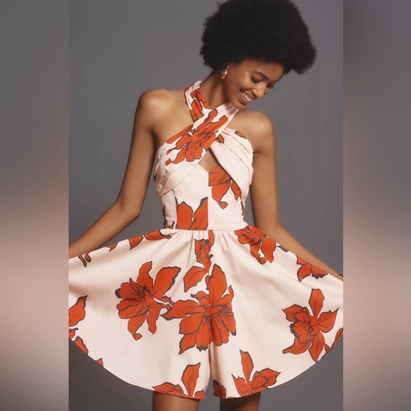 NWT Anthropologie Hutch Wrap Halter Floral Romper - Picture 3 of 9